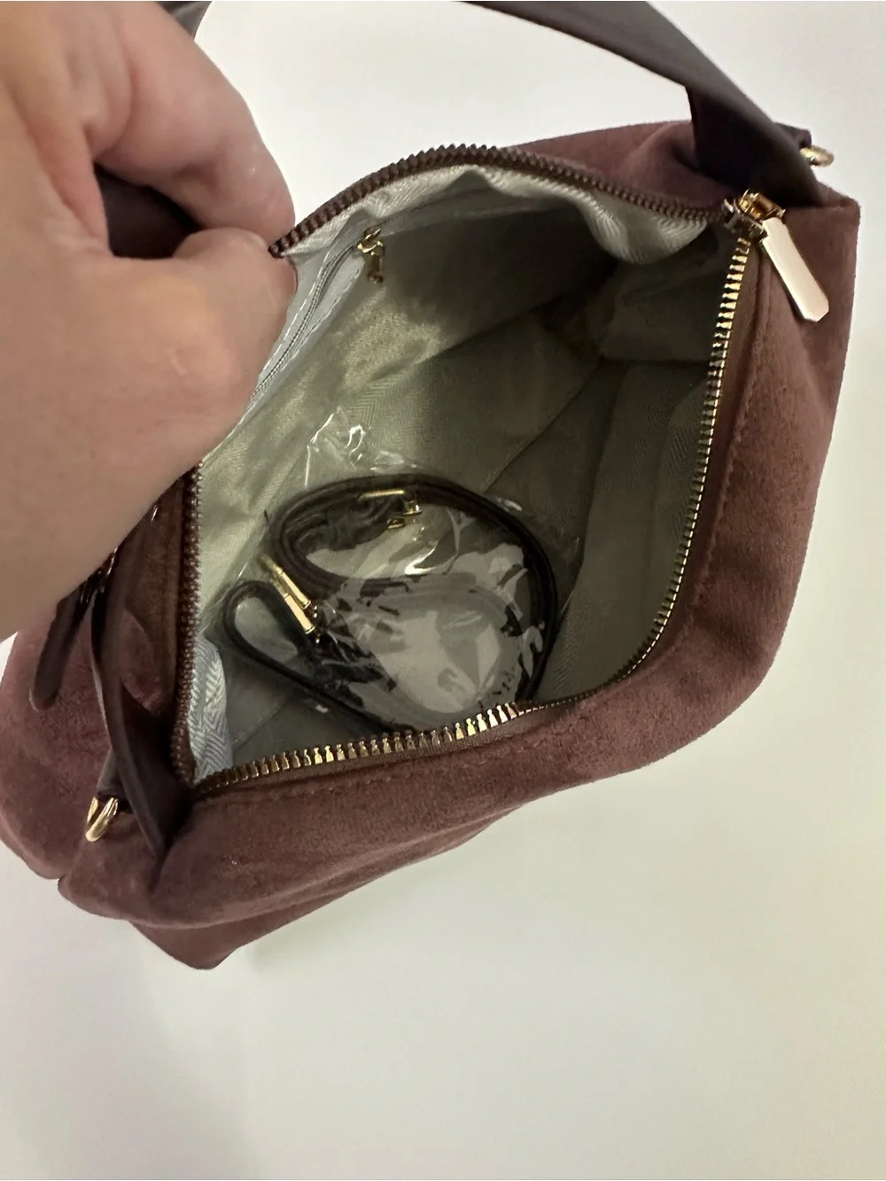 Chocolate Brown Suede Shoulder Bag